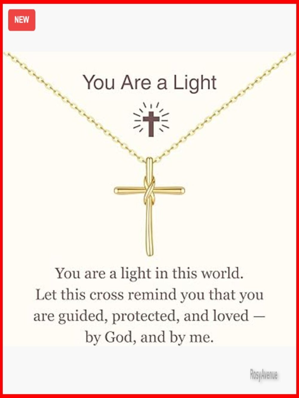 Infinity Cross Pendant Necklace 14K Gold Plated Sterling Silver Adjustable Chain